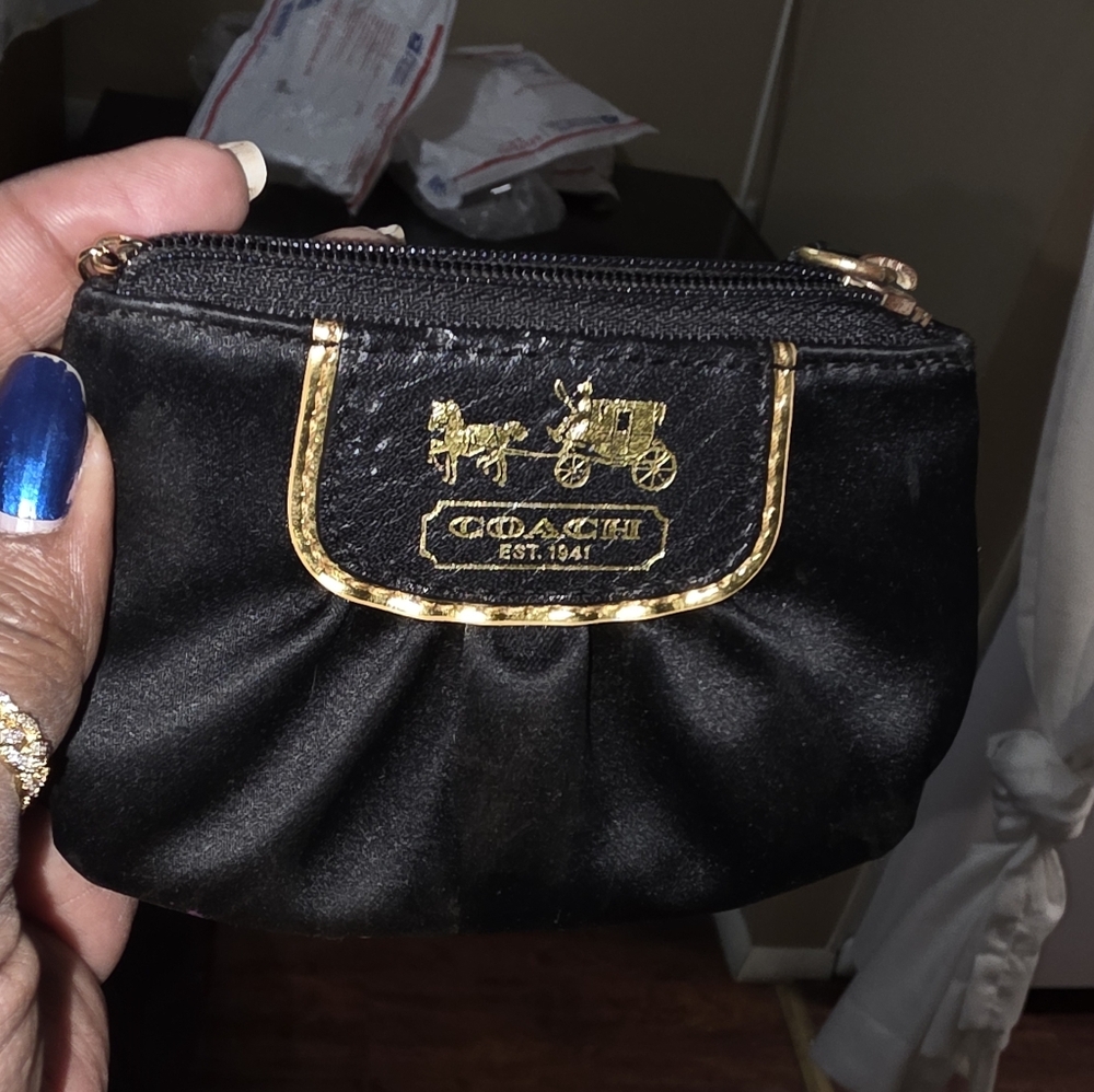 Coach Black Satin Mini Pouch
